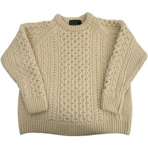 VTG 90s Women's Blarney Woolen Mills Fisherman Cable Knit 100% Wool Sweater S